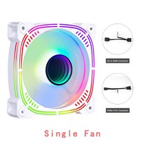CPU 쿨러 수냉 커스텀 컴퓨터 팬 아우라 싱크 컨트롤러, 1.Single Fan - A-RGB - WHITE