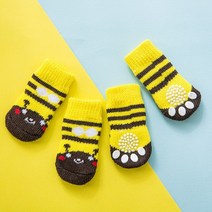 소창원단 크리스마스 귀여운 격자 무늬 강아지 양말 애완 동물 니트 미끄럼 방지 개 신발 작은 중형 제품 4, [03] L, [15] style3  yellow