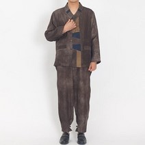 더자연 남자 투톤 배색 누비 생활한복 한벌 회색 생활한복(개량한복)