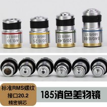 RMS 무채색 대물 렌즈 생물 현미경 185 20.2mm 4X 10X 40X 100X, [07] 1 SETS