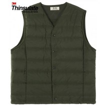 GLW [3M 신슐레이트] 브이넥 패딩 베스트 카키 Round neck thinsulate padded vest khaki 11203648