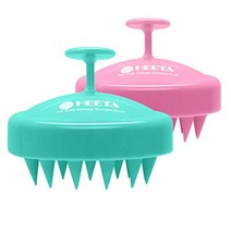 두피관리용 머리마사지기 HEETA 모발 성장을 위한 두피 마사지기 샴푸 브러시 2팩 실리콘이 포함된 스크러버 습식 및 건식 엉킴 제거기블랙 퍼플, [04] 그린 & 핑크