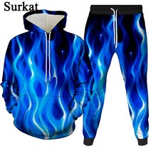 Surkat 만화 도안 남성 트레이닝복 세트 남자후드티 상하 세트