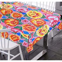 The Fern Trail 멕시코 오일클로스 식탁보 | 야외 오일 천 방수 매트 피크닉 비닐 (핑크 테후아나 직사각형)577931, Rectangle (84 x 48