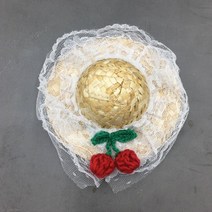 애완동물 반려견 밀짚 모자 농부견 농부냥, S-소형, 작은 체리 밀짚 모자