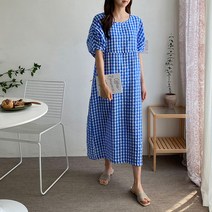 쉬즈아츠 퍼프지짐이 원피스 체크무늬원피스 국내제작