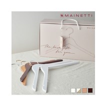 메이네티 원목 옷걸이 기프트세트 (옷걸이 10P+기프트카드+박스 SET), 38cm, White/Gold