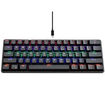 Dgg 유선 60% 기계식 게이밍 키보드 미니 휴대용 레인보우 백라이트 풀 안티고스팅 61키 인체 공학적 더블 풋 스탠드 타입 C USB 방수 타이피스트 노트북 PC 맥 게이머용, Black