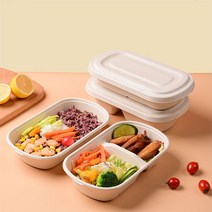 닝타우스 피크닉 크라프트 케이스 일회용 도시락 샐러드 케이스, 1000ml두 칸, 50pcs