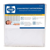 Sealy Stain Protect 항균 방수 유아 침대 및 아기 침대 매트리스 패드 프로텍터 무소음 세탁기 세탁 및 건조기 사용 가능 132.1 x 71.1cm(52 x 2