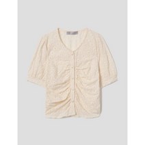 여성 봄 반팔 셔츠 블라우스 에잇세컨즈 레몬 자수 레이스 앞셔링 (322665LYJF)