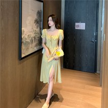 볼륨 하객룩 데일리 여름 롱원피스 휴양지 옆트임