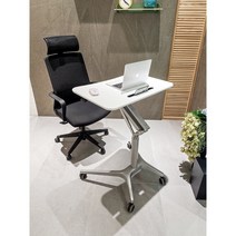 이동식 스탠드 책상 높낮이 조절 리프팅 데스크, 원목 데스크탑 + 블랙 선반