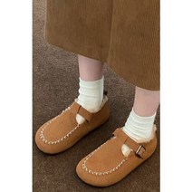 그녀의 신발 심플 캐주얼 트임 에코퍼 플랫슈즈(그린 베이지 다크