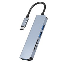 랜선 분배기 허브 인터넷 Usb c 허브 멀티 포트 어댑터 5-in-1 usb-c to usb3.0 + 2.0x2 + tf + sd usb dock for air pro pc, 하늘색
