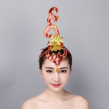 공연용 화려한헤어장식 오프닝 민족현대무용 머리꽃 반짝이 머리장식 라틴댄스 무대 광장무대, 51 커피색
