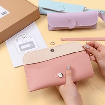 가죽 필통 파우치 만들기 diy 세트 공예 핸드메이드 바느질 취미 단체 행사 반제품, 가죽 필통( 블루 )+스티커제공