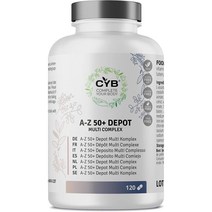CYB Complete your Body Cyb | a -z 50+ 멀티 비타민 - 노인을위한 미네랄 및 필수 영양소 -4 개월 동안 120 정제 - 하루 1 정제 - 완전한 멀티, 2개