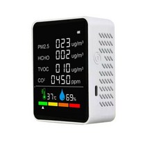 공기질 측정기 카운터기 가정용 검출기 이산화탄소 PM2.5 값 전기량 온도 습도 CO2 테스터, 01 WHITE
