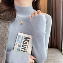 에르모소 보들보들한 촉감 봄 가을 사계절 간절기 이너 반목폴라 터틀넥 여성 긴팔티셔츠 H-C011