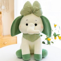 코끼리인형 코끼리쿠션 동물인형, 그린, 25cm