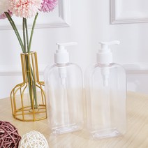 에코젠 PETG 사각 욕실 디스펜서 샴푸 린스 바디워시 일반 펌프 리필용기 250ml, 사각 투명 페트/흰색 젤 펌프