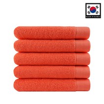 데일리스탠다드 대한민국 프리미엄 호텔 컬렉션 수건 다채로운색상 30수 170g 국내산 세면타올 고급타올, 오렌지 레드 5장