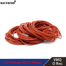 VMQ-O 링 개스킷 CS 2mm OD 5 90mm 방수 와셔 고무 절연 원형 O 모양 밀봉 레드 식품 등급 10 개, [25] OD 29mm ID 25mm, [01] CS 2mm, [01] 10Pcs