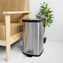 무소음 클로징 밀폐커버 고급스텐 사각페달휴지통 20L, Φ