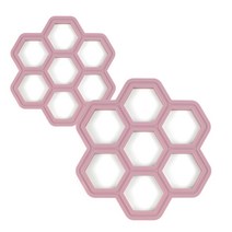 국산 실리콘 두꺼운 하니콤 육각 냄비받침 2pcs 세트 두께 1cm 논슬립 단열 파스텔톤 컬러, 인디핑크x2