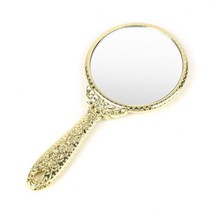 손거울 고급 디자인 휴대용 공주풍 원형 손잡이 거울 소 골드