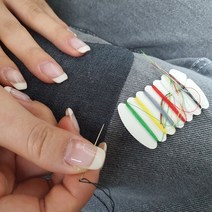 사각형 청바지 청자켓 리폼 수선 패치 패드 키트 가방 부자재 옷수선 재단 찍어진 재봉 의류 세탁소 치수