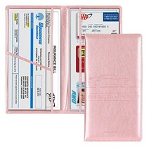 TOURSUIT 자동차 등록증 및 보험 카드 소지자 차량 면허증 문서 글러브 박스 보관함 정리함 운전자를 위한 필수 지갑 케이스 소유자 트레일러 오토바이 보트(로즈 골드), 로즈 골드