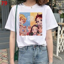 Demon Slayer 티셔츠 남자 카와이 만화 Kimetsu No Yaiba 일본 애니메이션 악마 블레이드 그래픽 티셔츠 남성 유니 탑, L, 21872