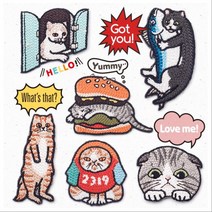 셀레비티 고양이 캐릭터 빅사이즈 와펜 패치 자수 옷꾸미기, NO.8, 1개