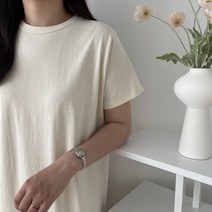 위시엘 여름 면100 반팔 뒷트임 롱 원피스