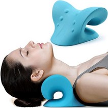 목 및 어깨 이완기 TMJ 통증 완화 경추 정렬을 위한 견인 장치 카이로프랙틱 베개 들것검은색, 파랑