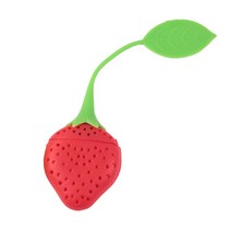 귀여운 딸기 차 Infuser 느슨한 허브 향신료 필터 디퓨저 실리콘 스트레이너 티웨어 드링크웨어, 1개