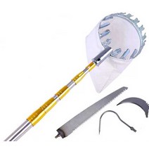 감따는기구 과일수확기 스테인레스 감따는장대, 머리 양각 흰색 극 (10 미터 6 섹션)