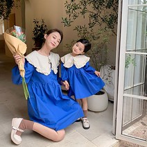 맘커플 모녀 시밀러룩 원피스 아빠아들 엄마랑딸 아기랑 커플룩 가족 맞춤 러플 라펠 드레스 패밀리 룩 가을 의상대비 대형