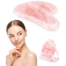 GUASHAPE Gua Sha 페이셜 도구 페이스 스톤 천연 로즈 쿼츠 괄사 스톤 얼굴 조각 쉐이핑 붓기 감소 긴장 완화 얼굴 눈 및 바디용 괄사 마사지 도구, A) Rose Quartz