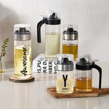 리본제이 무디타 유리 오일병 소스 양념통 400ml 5P세트 (2종 스티커 포함), 400ml_5P세트(마이시크릿3+어썸2)+스티커 2종