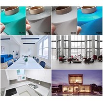 건물 저층 밖에서 안보이는 안개 시트지2m 햇빛차단 자외선차단 가게, 연블루