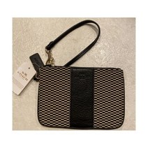 코치 블랙 카키 팔찌 파우치 백 가죽 천 황동 골드 위슬렛