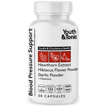 Youth & Tonic Hawthorn Hibiscus High Protency 이뇨제 허브 비타민을 함유한 천연 혈압 보충제 저수율 BP 지원 | 심장 순환기 심혈관 건강을 3