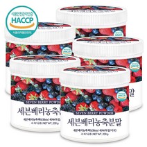 푸른들판 7가지 베리 세븐베리 농축 분말 블랙커런트 블루베리 크랜베리 크렌베리 아사이 베리 주스 가루 파우더 해썹 인증, 200g, 5통