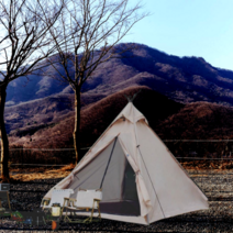 모비가든 DELUXE 초경량 3인용 거실형 텐트 차박 비박 캠핑 전실, 화이트