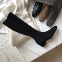 3cm 양가죽 혼합 스웨이드 스판 삭스 롱부츠