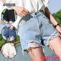 온스타일러 뉴욕멋쟁이 여성용 빅 워싱 데님 반바지 MW02891LZ