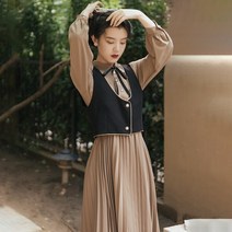 가을 우아한 소개팅 패션 훈녀 대학생 오피스룩 직장인 고급스러운 캐주얼원피스 체크